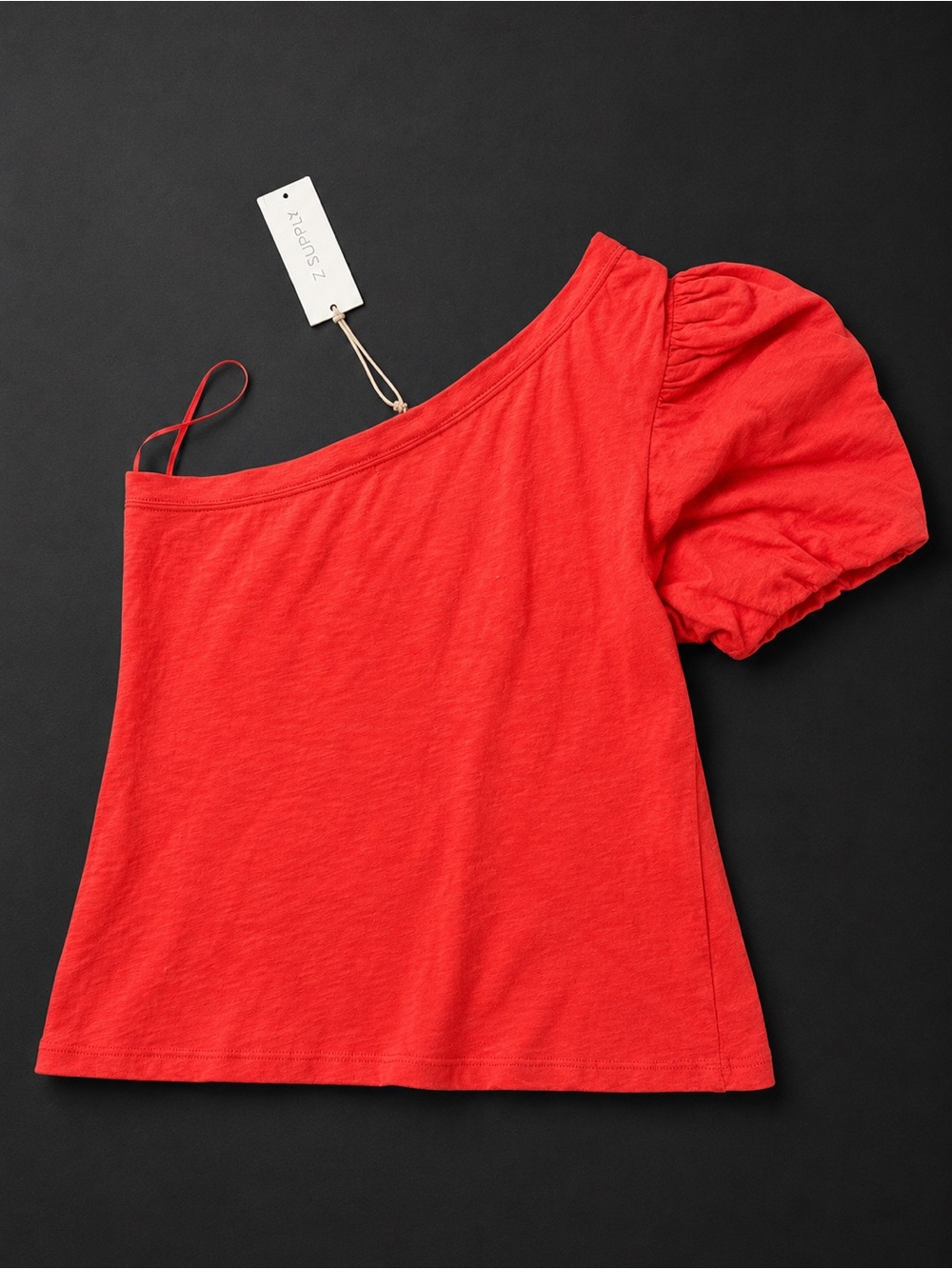 NWT Z Supply Penelope One-Shoulder Top 100% Cotton Firecracker Red Size S